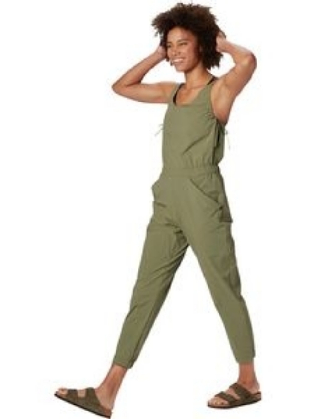 Mountain Hardwear Jumpsuit Women's 2 Sage Green Ripstop Pockets Outdoor Hiking - Picture 3 of 12